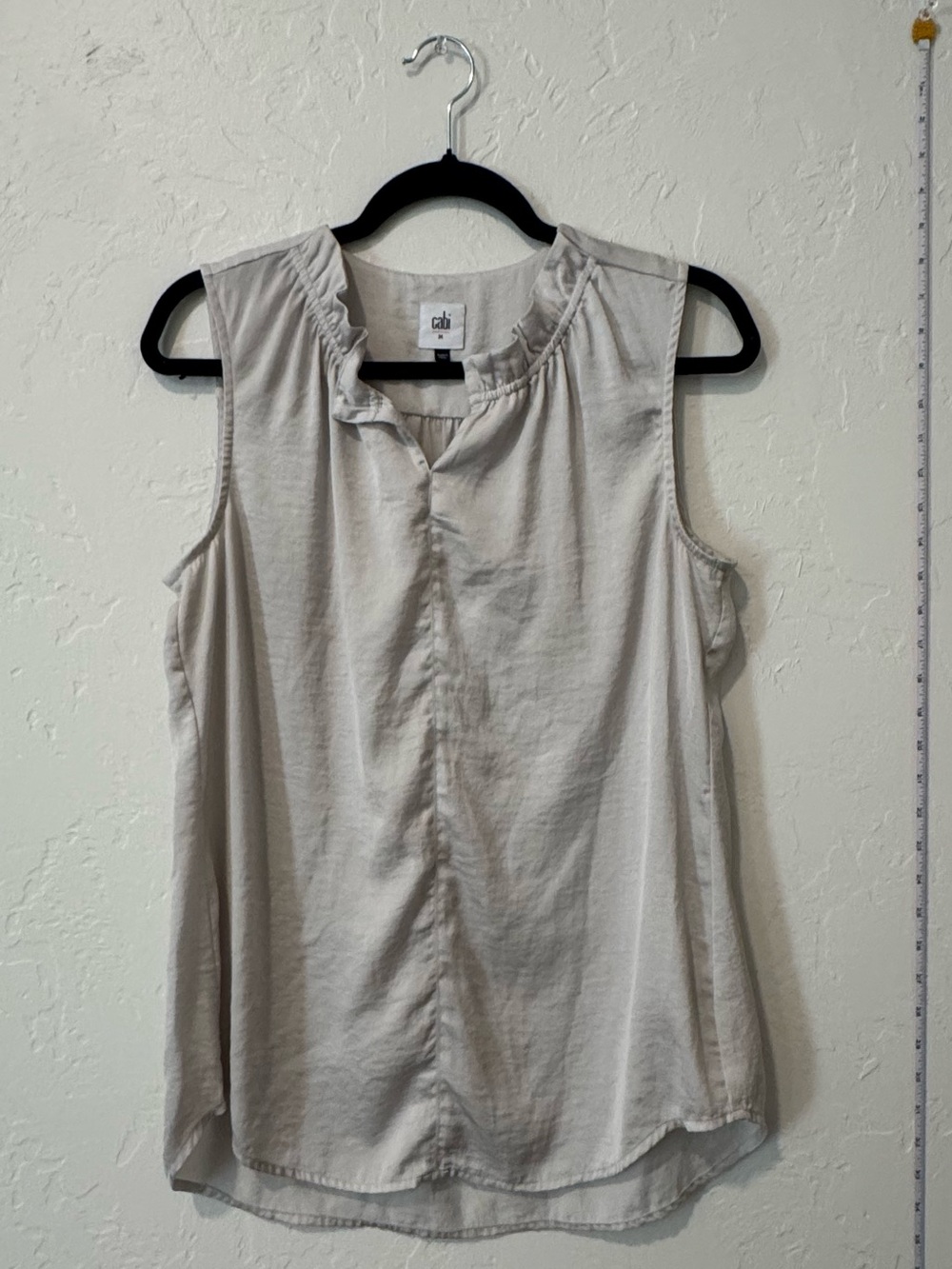 CAbi Sleeveless Ruffle-Neck Camisole - Light Beige